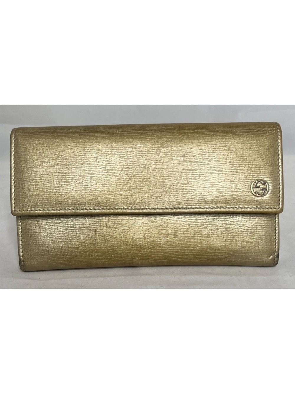 Gucci Gold Leather Fold-Over Continental Clutch